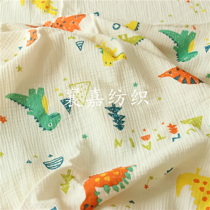 

50X135cmAll Cotton Fabric Double Cotton Crepe Dinosaur Pajama Cartoon Fabric
