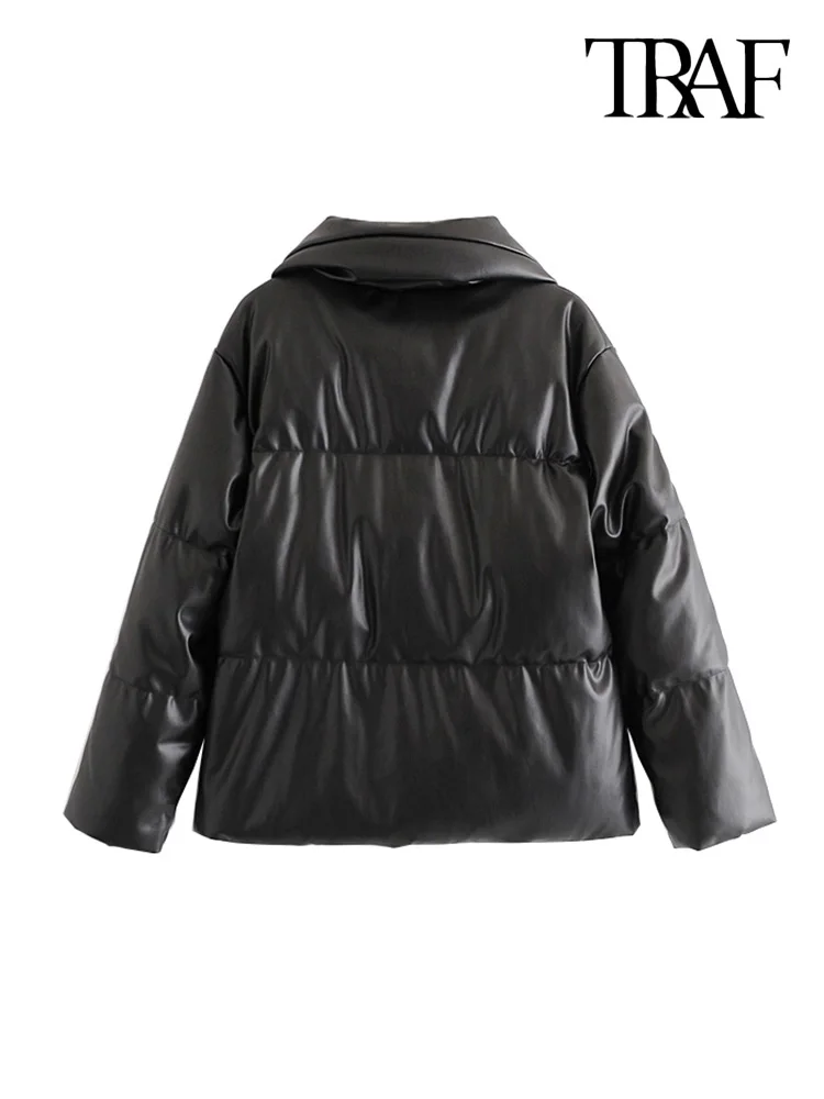 Куртка женская из искусственной кожи с длинным рукавом и карманами | Женская