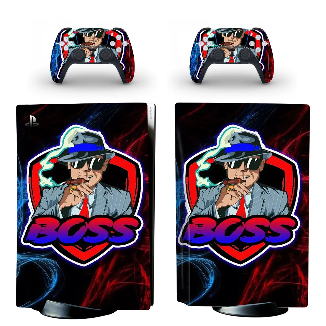 

BOSS Style PS5 Disc Edition Skin Sticker for Playstation 5 Console & 2 Controllers Decal Vinyl Protective Skins Style
