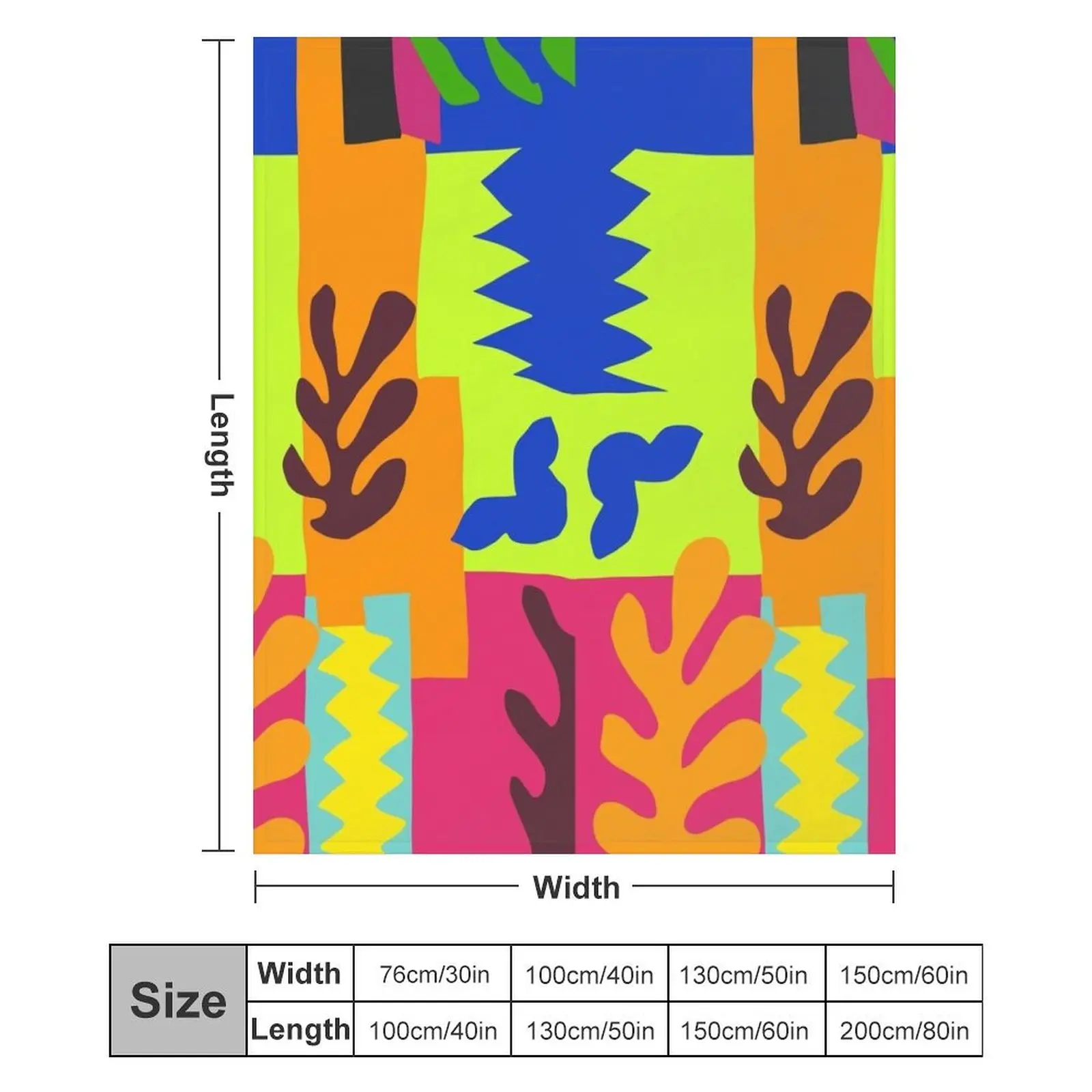 Красочный коллаж в стиле Матисса # 3-х пледы детский диван-кровать туристические