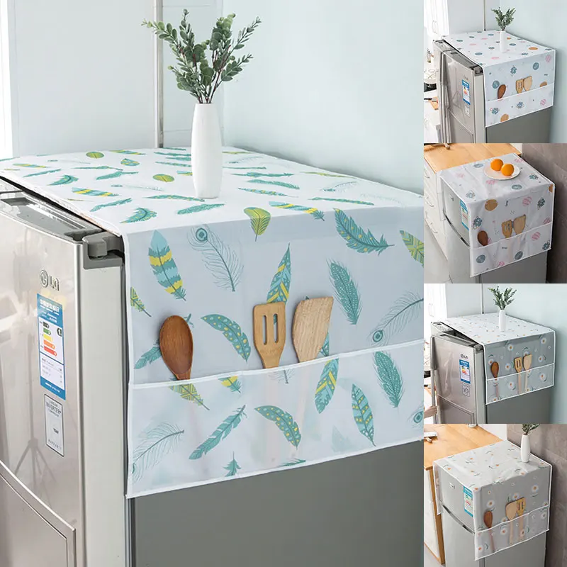 

Refrigerator Dust Cover Refrigerator Cover Storage Bag Dust Cloth Household Printed Top Cover Cloth Dustproof Home Storage