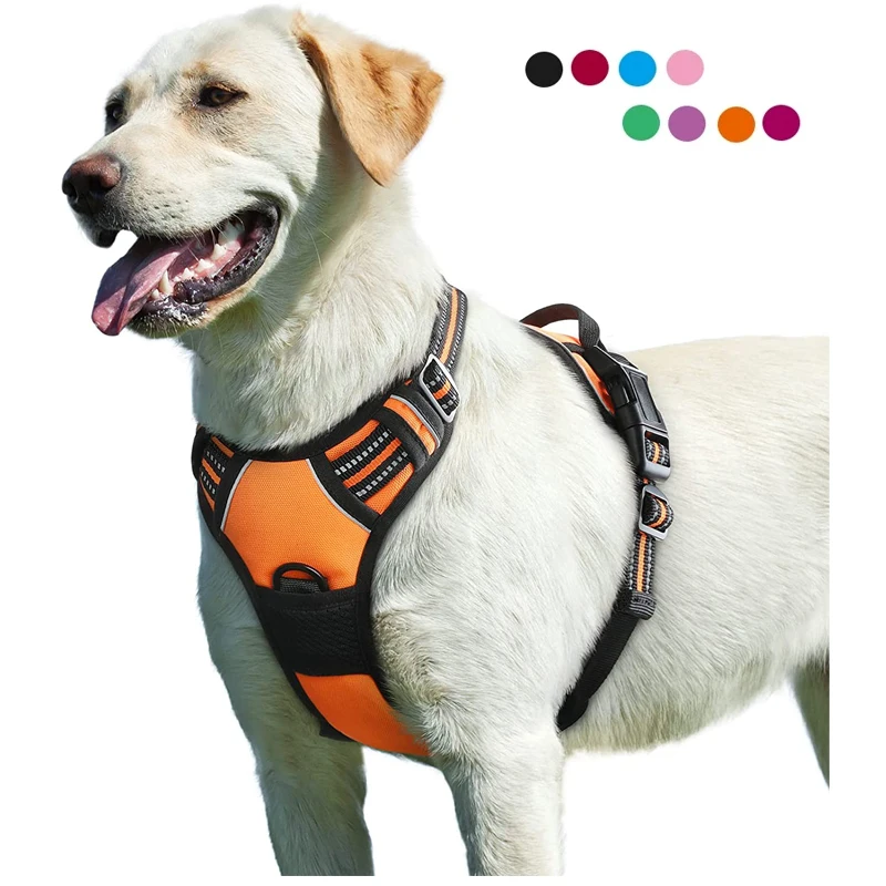 Large Dog Harness Personalised No Pull Puppy Dog Walking Harness with Reflective Adjustable Soft Padded Vest Easy Control Handle
