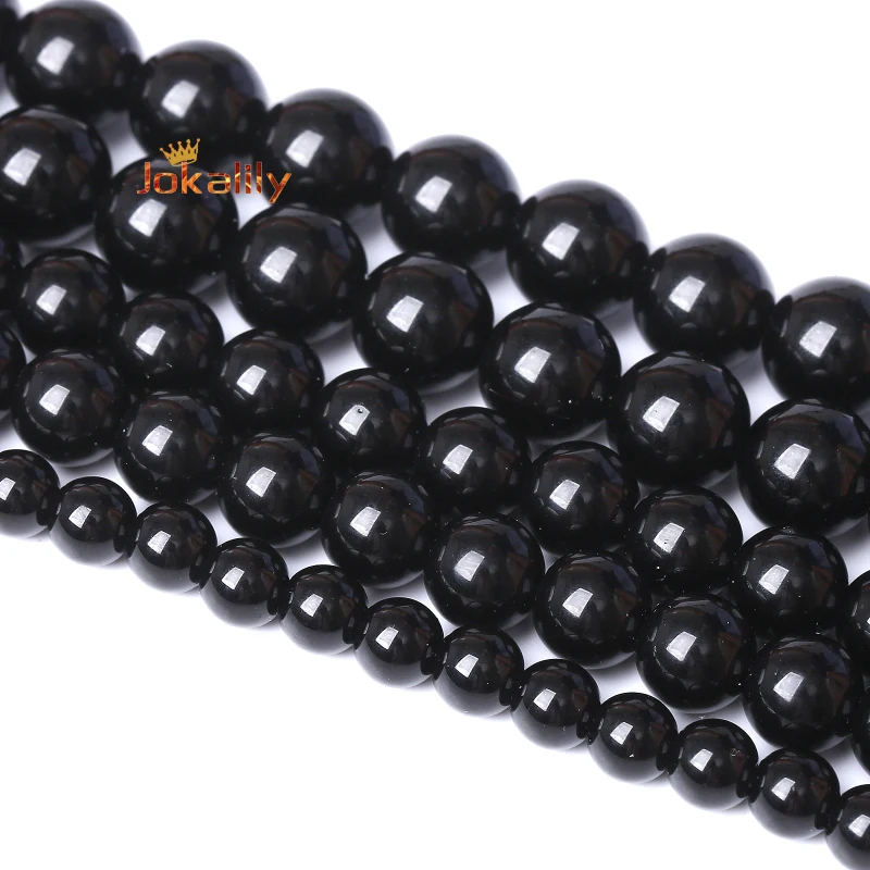 

Black Agate Onyx Beads Natural Stone Round Loose Spacers Beads For Jewelry Making DIY Bracelet Accessories 4 6 8 10 12 14mm 15"