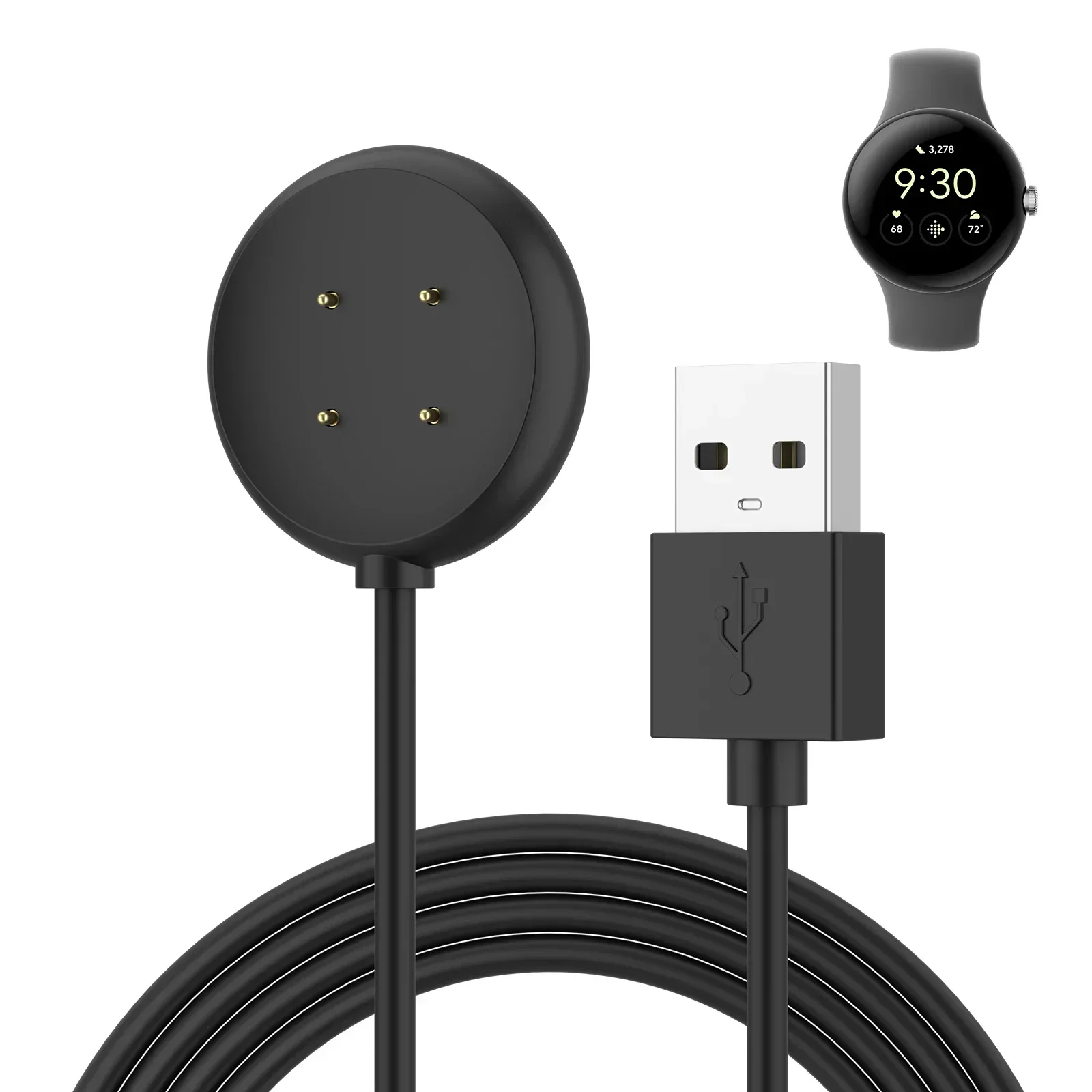 Фото Кабель для быстрой зарядки Type C/USB для Google Pixel Watch 2 3, зарядный провод для Google Pixel Watch 2 3, адаптер-док-станция для зарядки №1