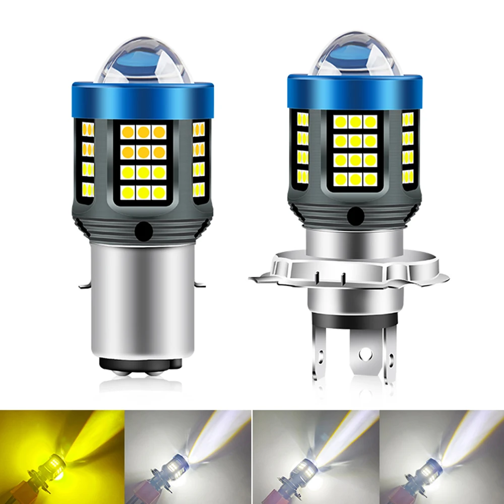 

1X BA20D H4 LED Motorcycle Headlight Bulbs Hi Lo Beam Motorbike 3000K 6000K White Yellow Scooter ATV Lens Fog Light Super Bright