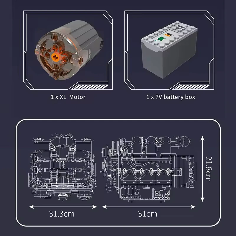 MOLD KING 10181, модель горизонтально-противоенного двигателя, спортивный автомобиль, наборы строительных блоков MOC, кирпичные игрушки для детей, Рождественский подарок (art.: 3920cbbae2abc) - 3920cbbae2abc