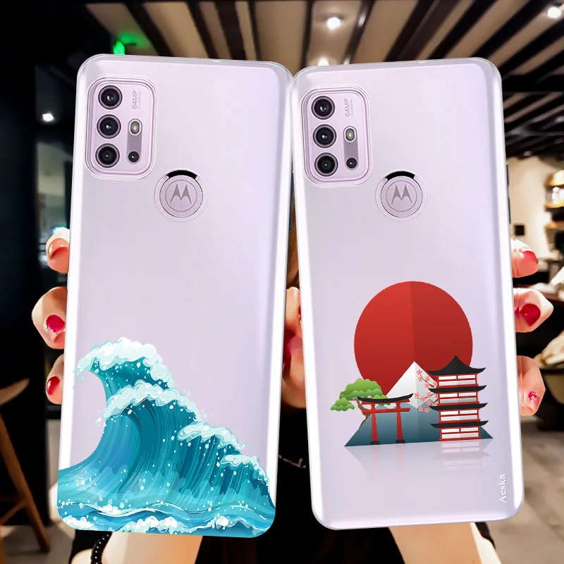 

Wave Illustration Phone Case for Motorola Moto E20 E40 G30 E7 Plus Power EU G8 G9 G60 G7 G50 Soft Silicone TPU Protection Cover