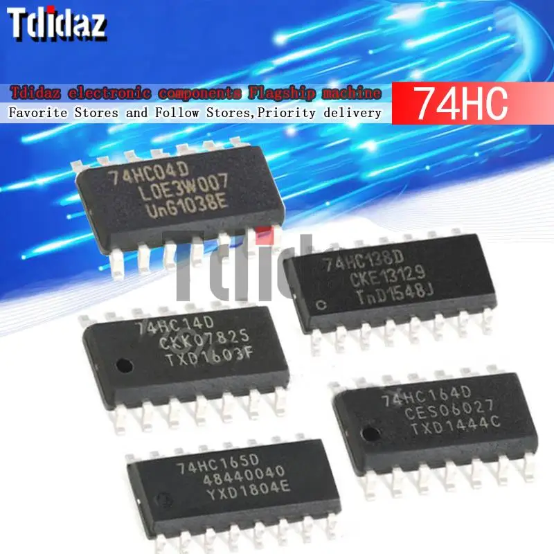 74HC14D SOP-14 74HC00D 74HC02D 74HC04D 74HC08D 74HC27D 74HC74D 74HC32D 74HC86 74HC595 74HC164D 74HC138D 74HC273D 74HC157D 10 шт. |