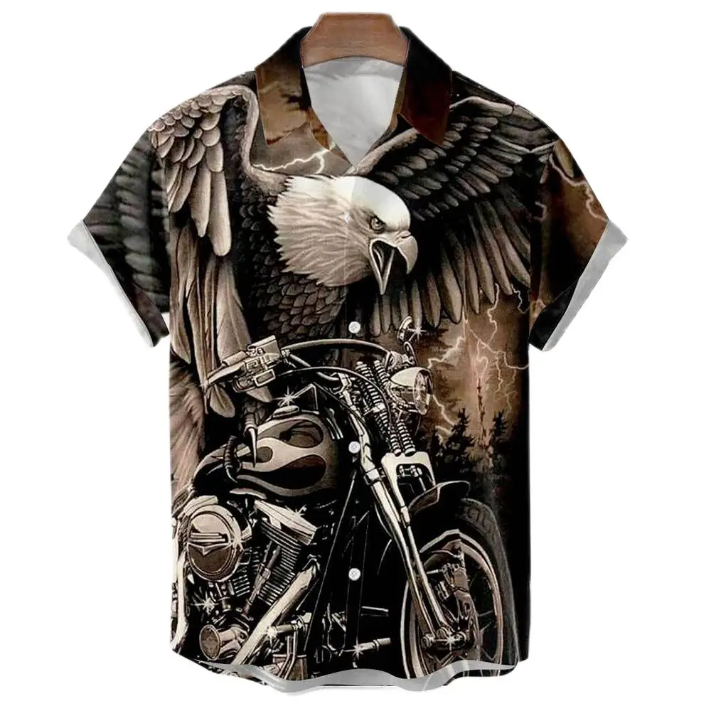 Neutral Retro Hawaiian Eagle Coconut Print 3d Street men's ATV Shirt Loose Breathable Top 5xl Summer shirt