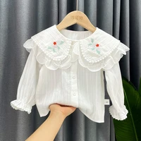 girls long sleeved white embroidered baby shirt toddler girl fall children clothes fall clothes for toddler girls blouse girl