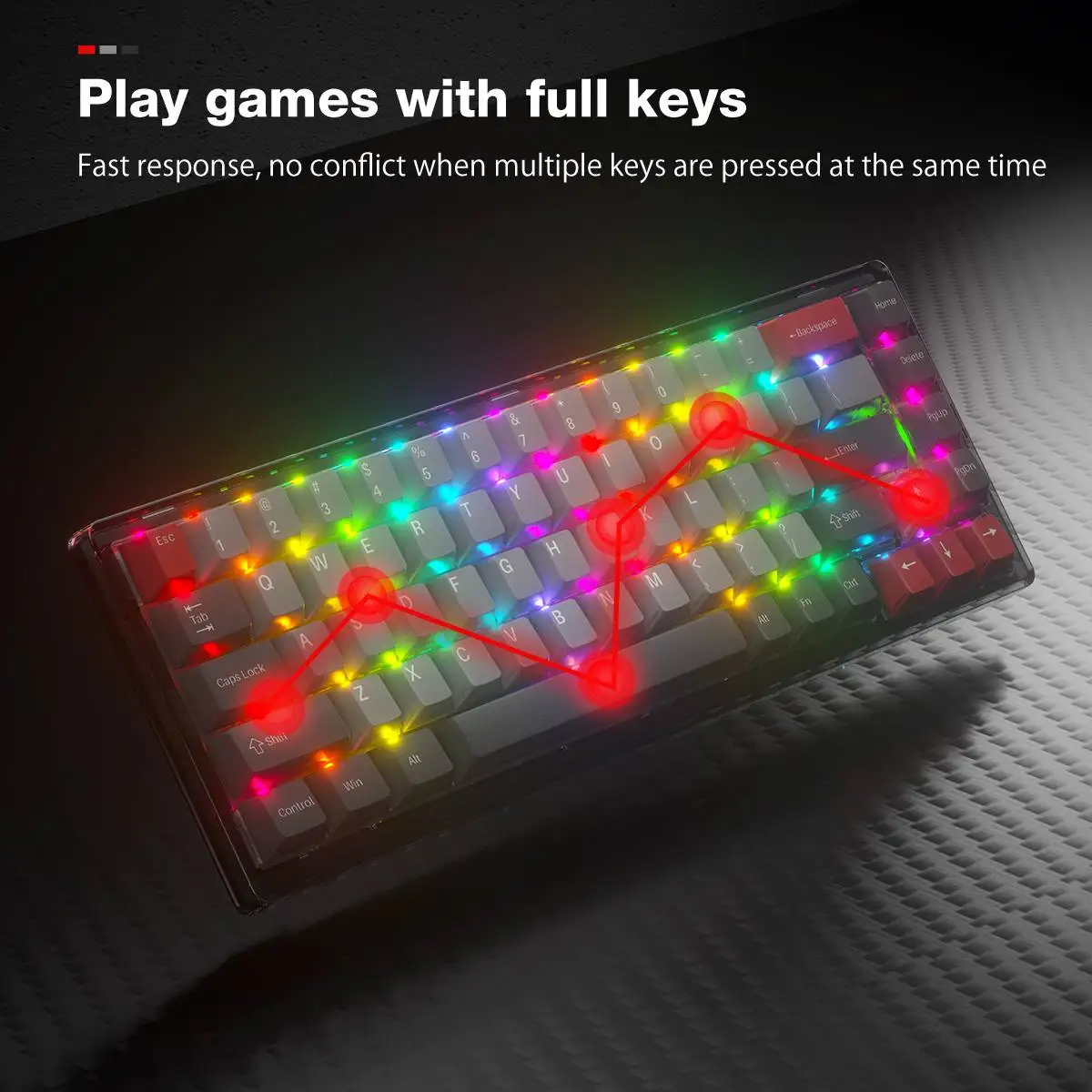 

LORIIK LR68 RGB Hot Swappable Gaming Keyboards 3 Modes 2.4G Type-C Wired bluetooth Mechanical Keyboard 68 Keys Gateron Switch
