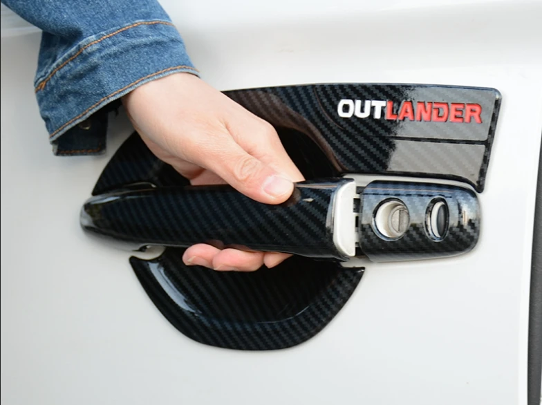 

Умный ключ для Mitsubishi Outlander 2013-2021, хромированная крышка для дверной ручки, наклейка для отделки чаши, молдинг для украшения автомобиля