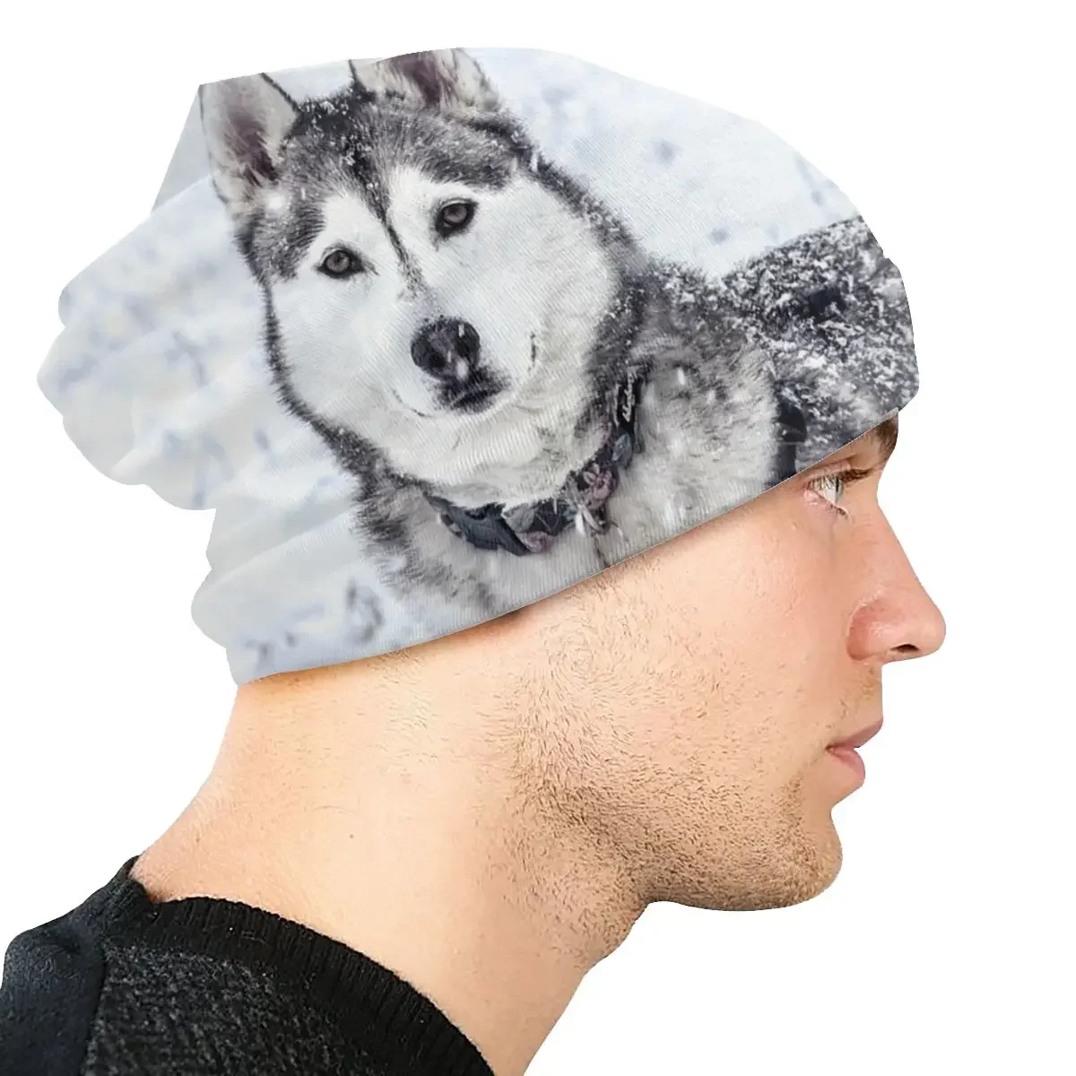 Изготовленная на заказ шапка-бини сибирского хаски вязаная шапка для мужчин и