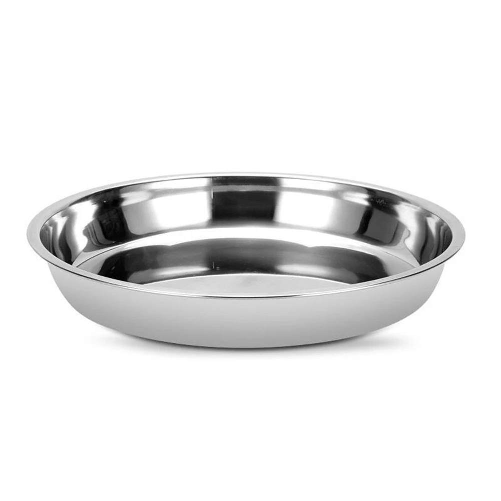 

22-36cm Stainless Steel Plate Cold Crust Tray Non-Magnetic Cake Flat Hotel Kitchen Dining Restaurant Cooking Utensils Dinnerware