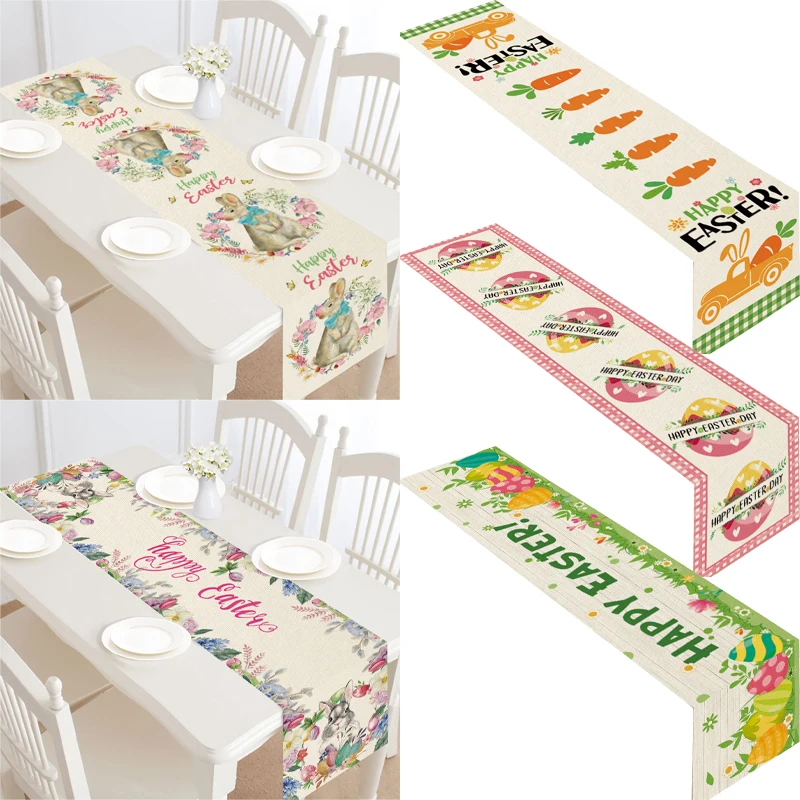 

Пасхальные яйца, морковь, кролик, печатные скатерти, весеннее украшение в виде кролика, праздничное украшение для столовой, кухни, пасхальны...