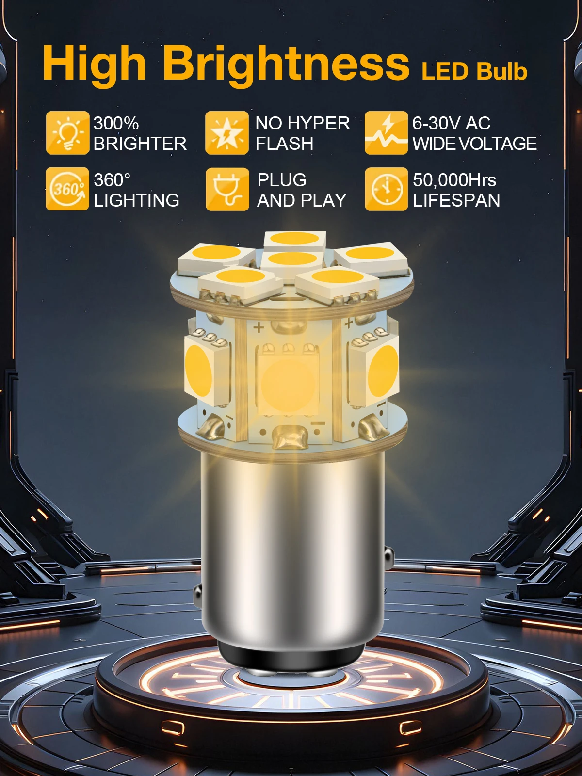 Фото Двухконтактная светодиодная лампа BAY15D 1157 P21/5W для стоп-сигналов и указателей поворота, 6-30В, подходит для 6В, 12В, 24В, для Ford, VW, 4300K/6000K/желтый/красный №5