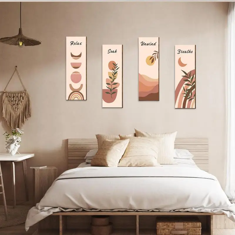 ć Znak Relax Soak Unwind Breathe Rustykalna dekoracja ścienna łazienki Łazienka Tabliczka Farmhouse Laundry Room Decor