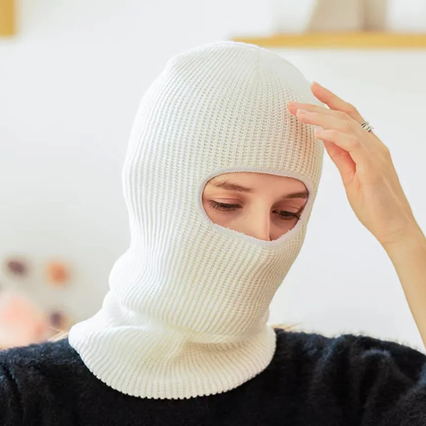 Вязаная шапка Y2K с 1 отверстием закрывающая все лицо мужская и женская зимняя