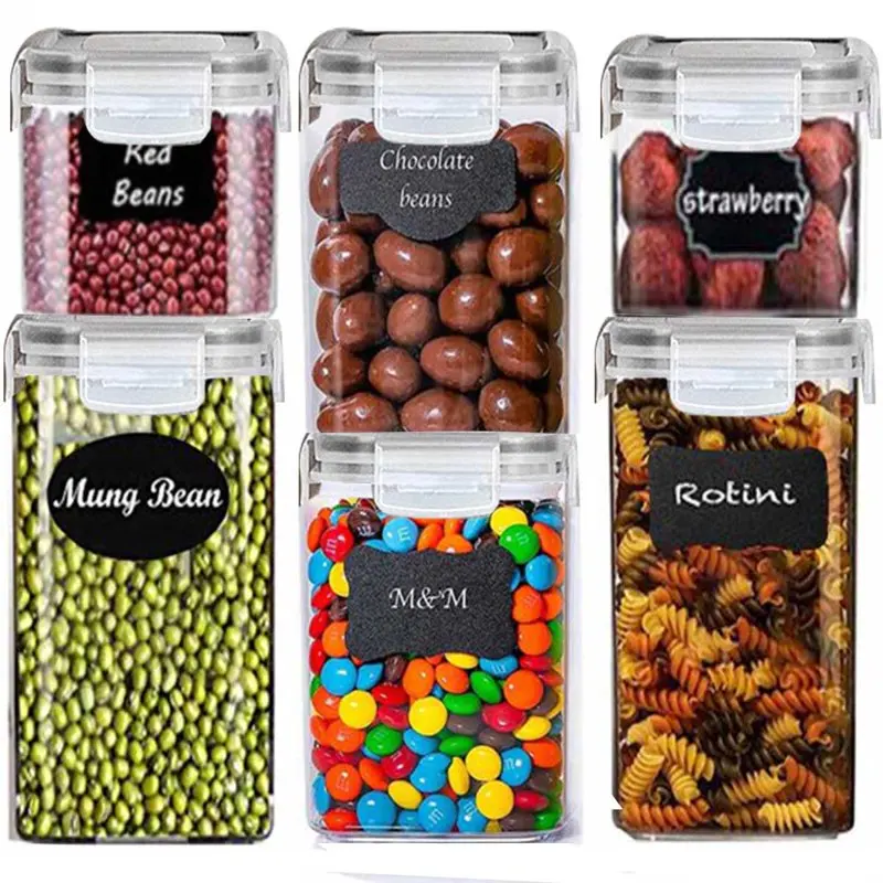 

Variety Set of 5 Pantry Organization Canisters with Lids, Marker and Labels Included Ziplock bags Dice tray Kitchen accessories