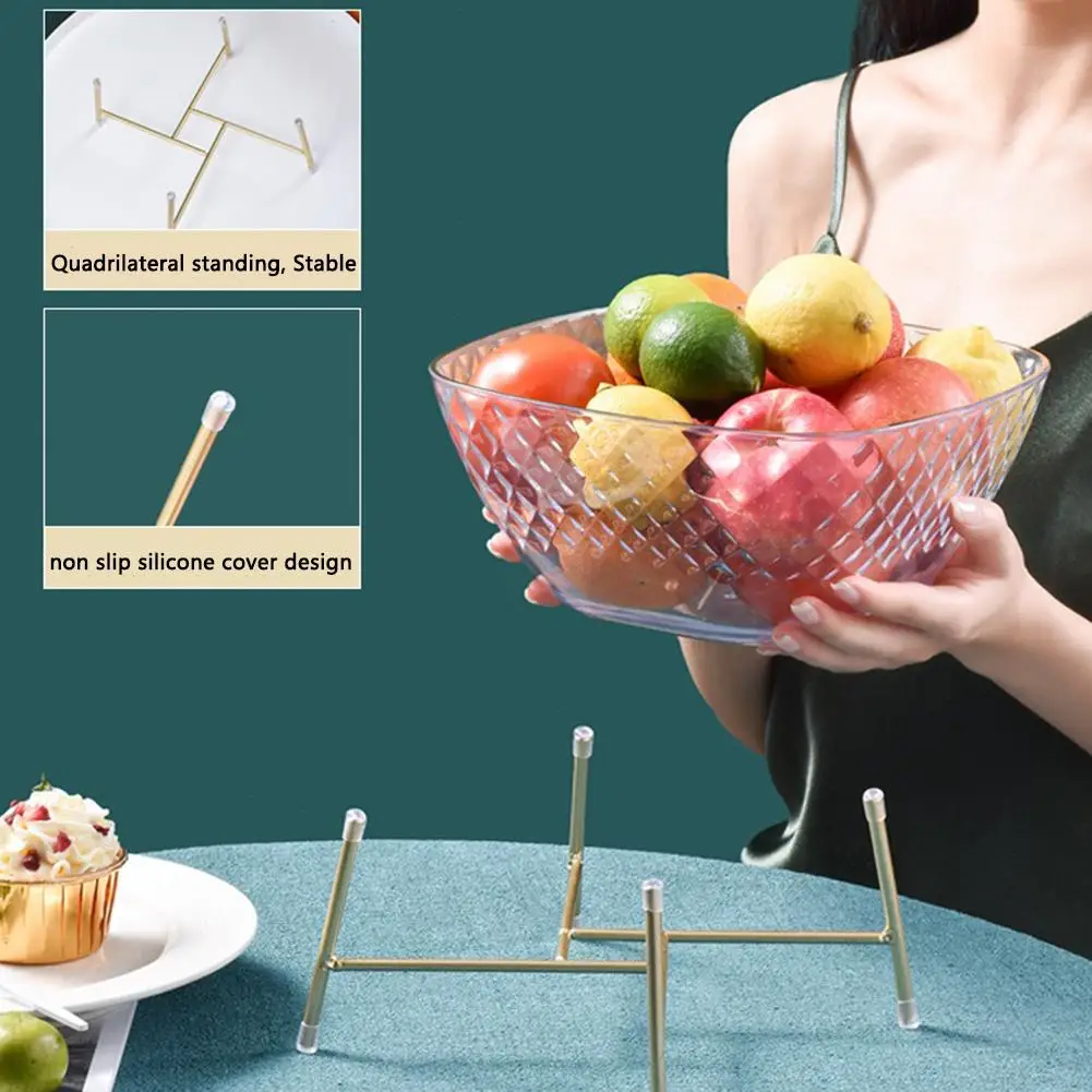 

Metermall 1 set Transparent Fruit Plate Large-capacity Separable Design Household Living Room Coffee Table Tray With Iron Rack