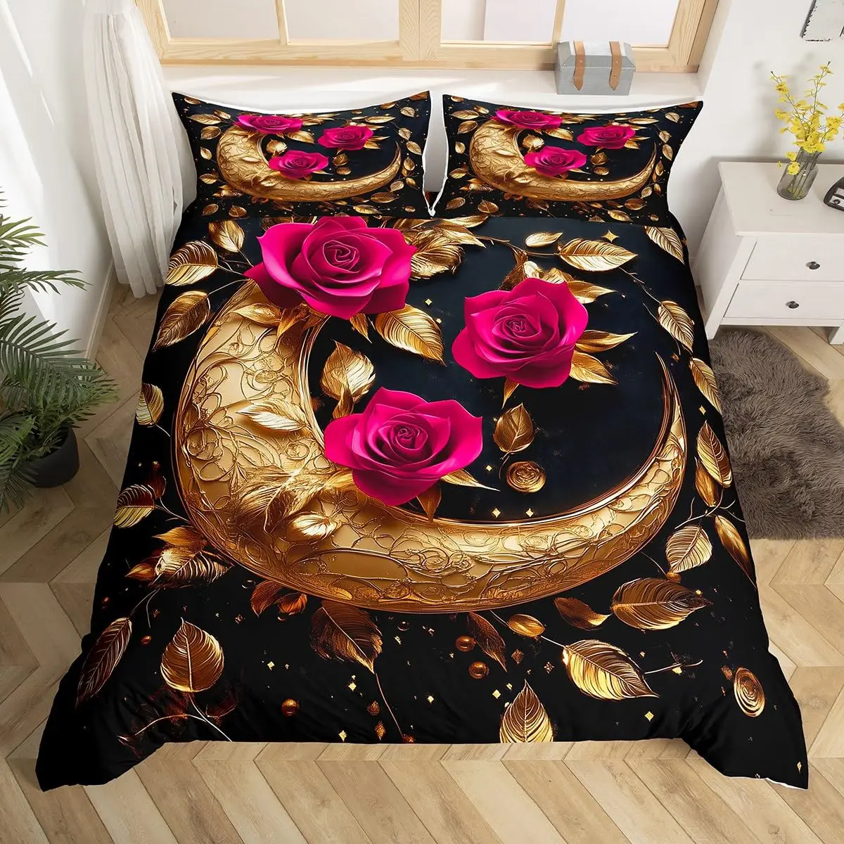 Пододеяльник с розовым цветочным принтом винтажный пододеяльник в форме