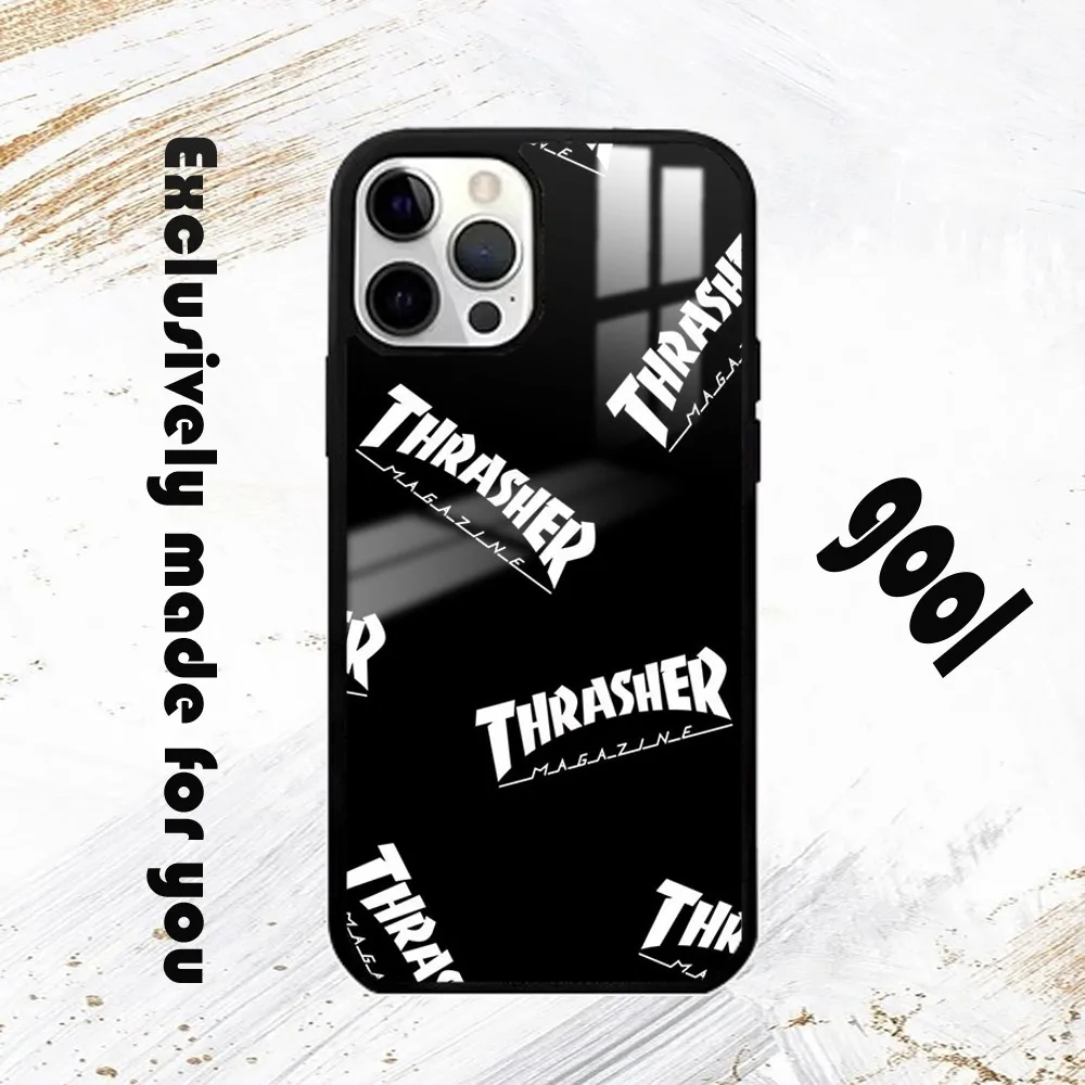 Модный крутой чехол для телефона Thrasher iPhone 16 15 14 13 12 11 Pro Max Plus Mini PC модный зеркальный