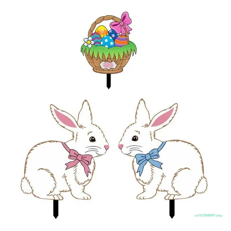 

Пасхальная акриловая статуэтка в форме кролика, украшение для газона, патио