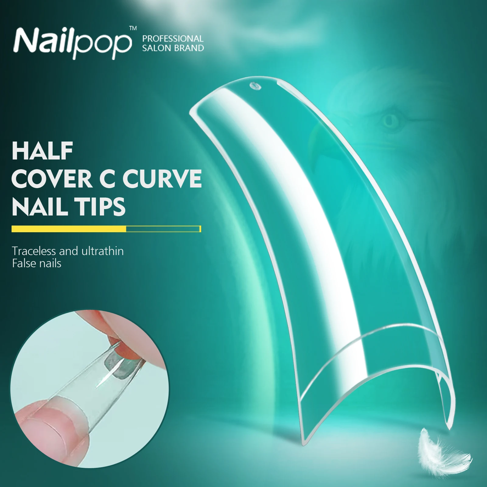 

Nailpop Clear Half Cover Fake Nails TransparentC Curve Nail Tips Short Coffin/French False Nail Art Manicure Salon Tool