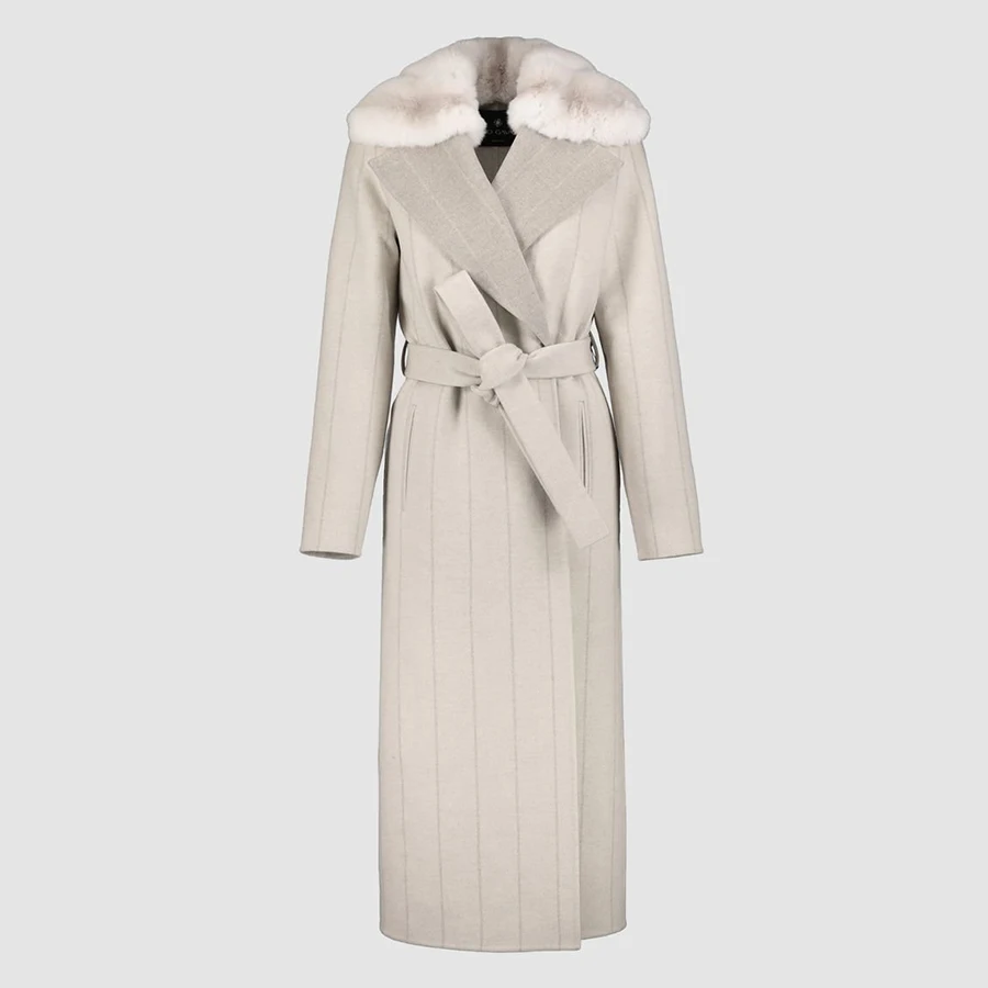 

Best Selling Fur Coat Women Natural Fur Jacket Wool Blend Overcoat Autumn Cardigan Fashion