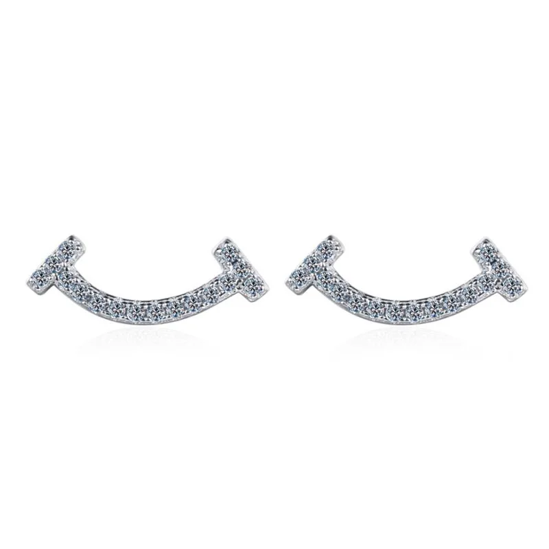 Фото Серьги LioraGem Sweet Smiling Moissanite, уникальные геометрические серьги-гвоздики с бриллиантами, платиновый стерлинговый серебряный сплав PT950, подарок для девушки №5