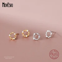 moveski 925 sterling silver japanese cute small wreath stud earrings women creative elegant wedding bridesmaid jewelry