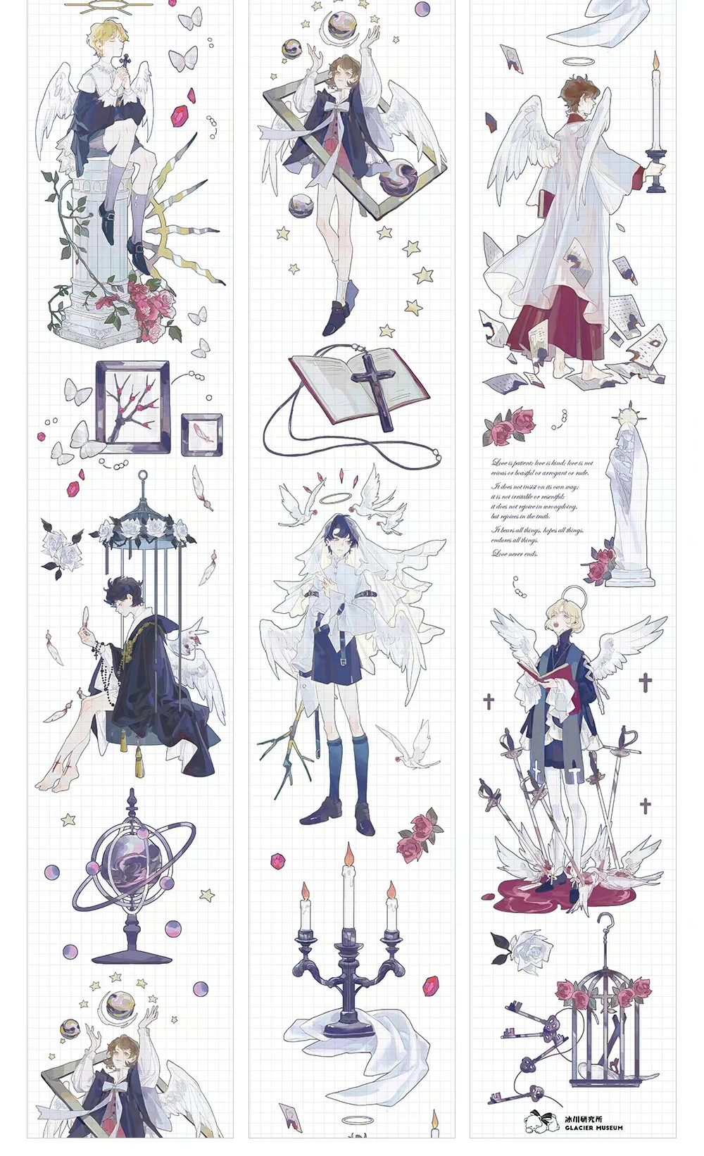 

10 Meter Roll Handsome PrayingBoy Washi Tape Pet Angel Special Oil Figure Collage