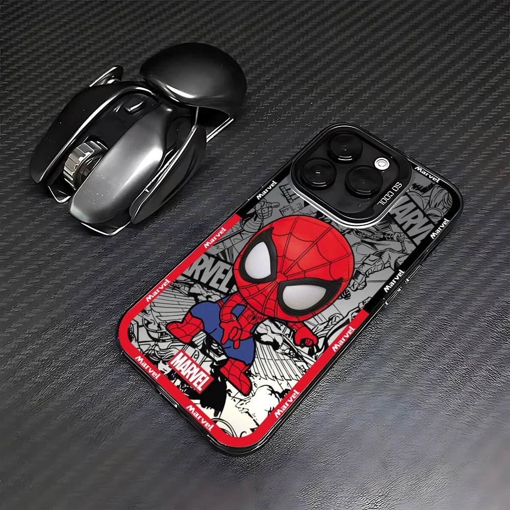 Фото Чехол для телефона Hot Cool Marvels Spidermans для iPhone 16e 16 15 14 13 12 11 mini Pro Max X XR XSMAX 8 7 Plus, матовый чехол с защитой от падения №2