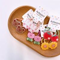 2 pcs set of new spring and summer children cute plate small animal flower macaron color pair mini rubber band hair accessories