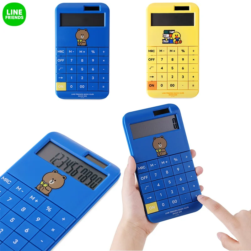 

Калькулятор Line Friends с героями мультфильмов, коричневая кавайная аниме школа и офис, аксессуары для школы, электроника