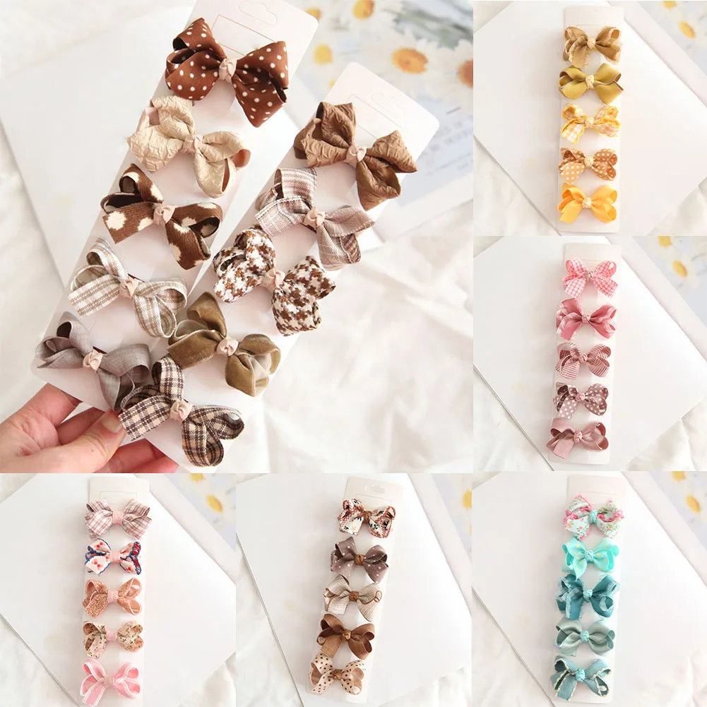 

5 Pcs/Set Bowknot Baby Girl Hairpins Cute Floral Plaid Dot Children Hair Clips Baby Hairpin Kids Barrettes Baby Hair Accessories