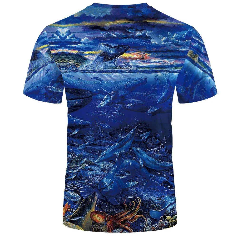 Мужская и женская футболка с 3D-принтом рыбы Повседневная модная трендовая