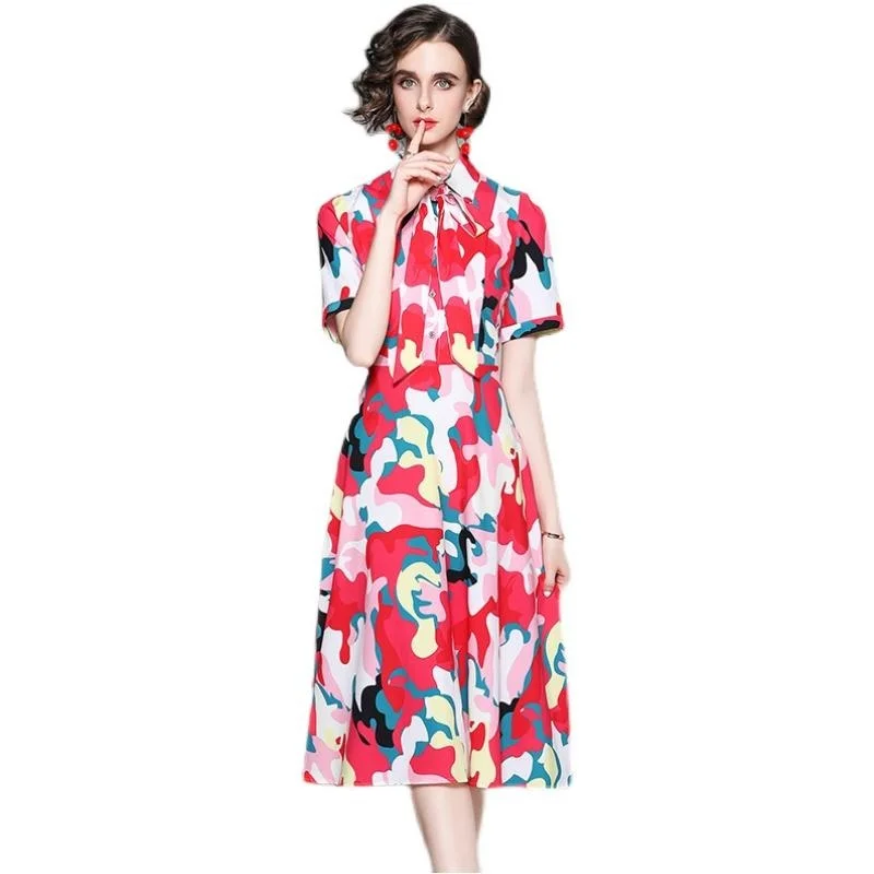 Женское летнее платье-миди с коротким рукавом и ворсом