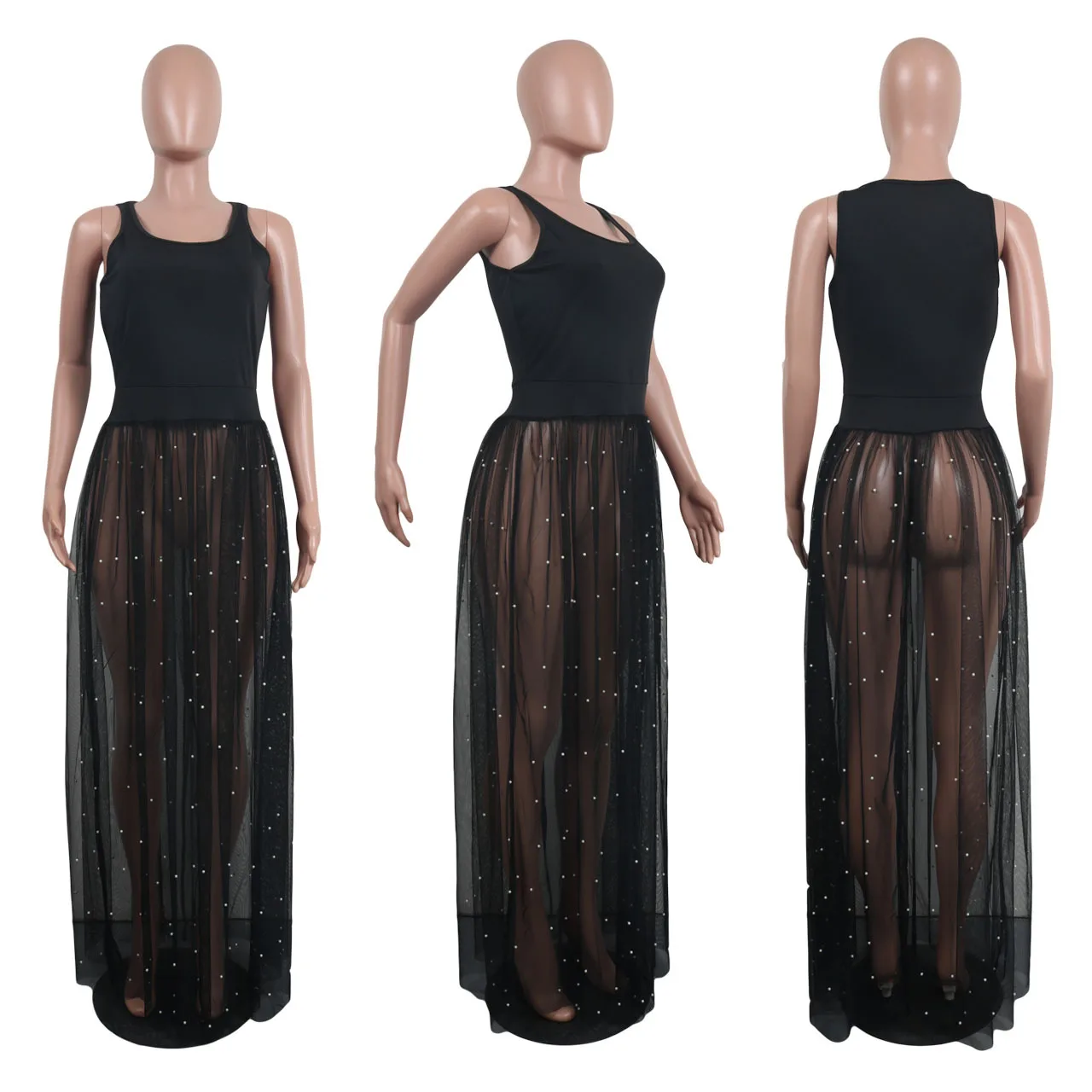 Женское летнее платье без рукавов с круглым вырезом | Женская одежда