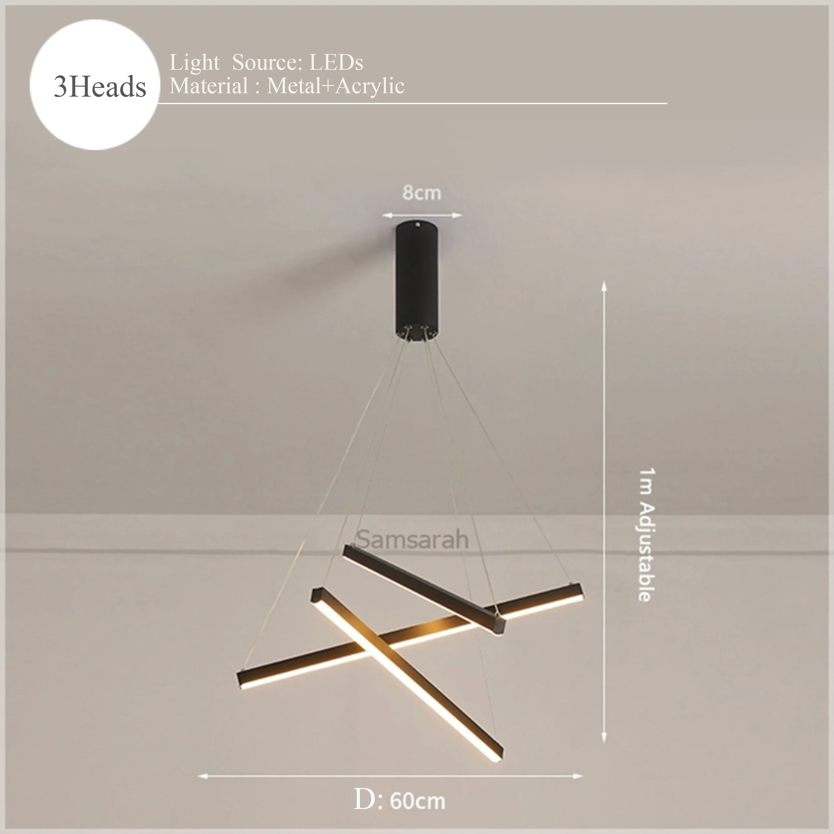 

Winfordo LED лампа люстра чёрная