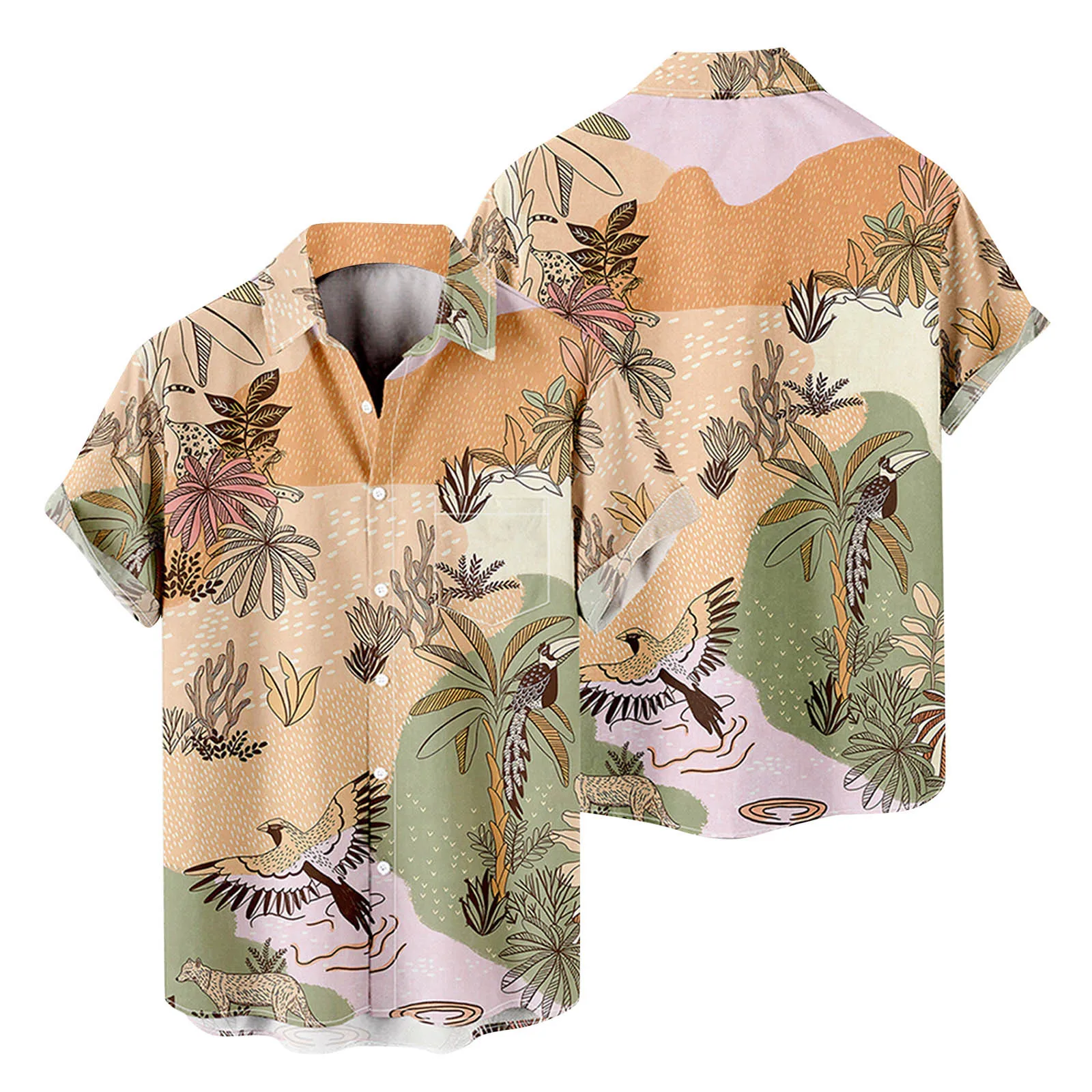 

Embroidered Shirts Men Mens Fashion And Leisure 3D Digital Printing Buckle Lapel Short Sleeve Shirt Top Plain T Shirts Men