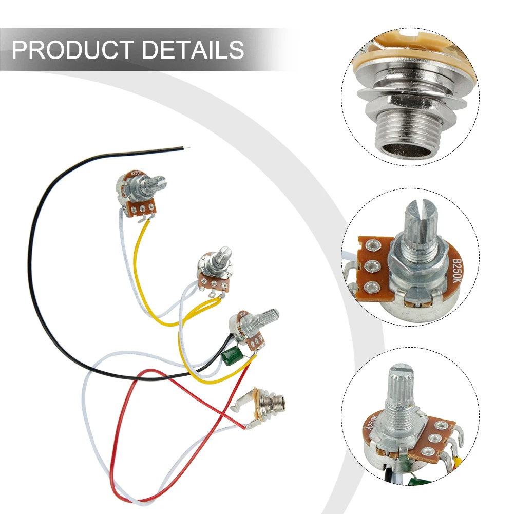 

1 Set JB Bass Wiring Harness Prewired Set 250K Pots 2 Volume 1 Tone For Jazz Bass Parts 1 X A250k And 2 X B250k Pots Parts
