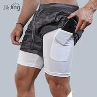 2022 new sport shorts men double deck jogging running shorts men 2 in 1 mens gym short fitness workout short pants man