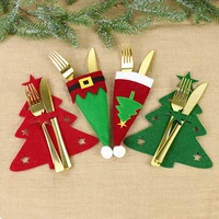 4pcs tableware holder bag christmas tree stars snowflake fork knife spoon holder bags christmas decor kitchen tableware holder