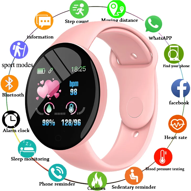 

D18 Pro Smart Watch Men Women Bluetooth Fitness Tracker Sport Bracelet Heart Rate Blood Pressure Kids Smartwatch for IOS Android