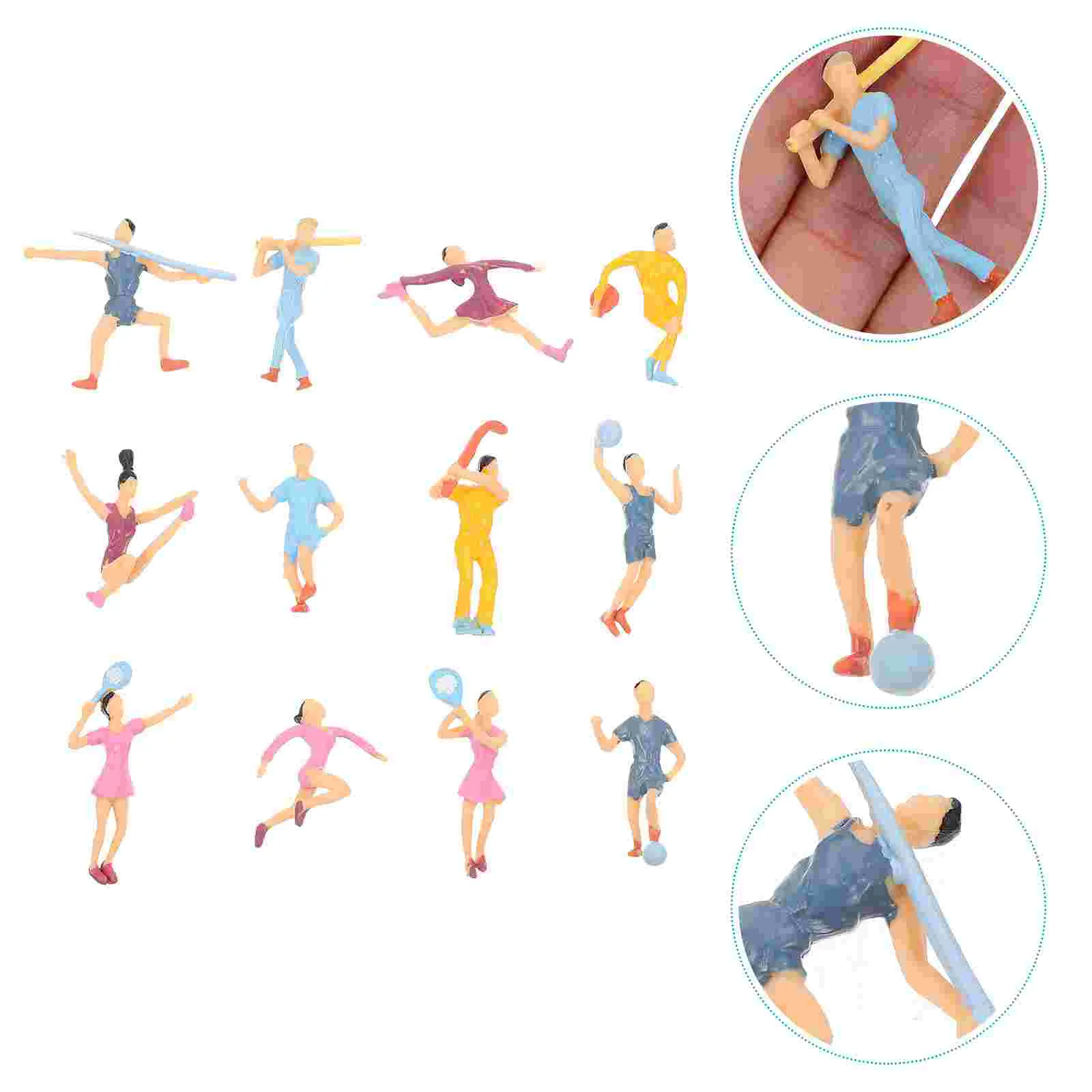 

12pcs Simulated Human Models Sports Player Models Scene Ornaments (Mixed Style)
