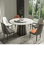 simple and economical modern rock table and chairs nordic small sized minimalist round white dining table combination