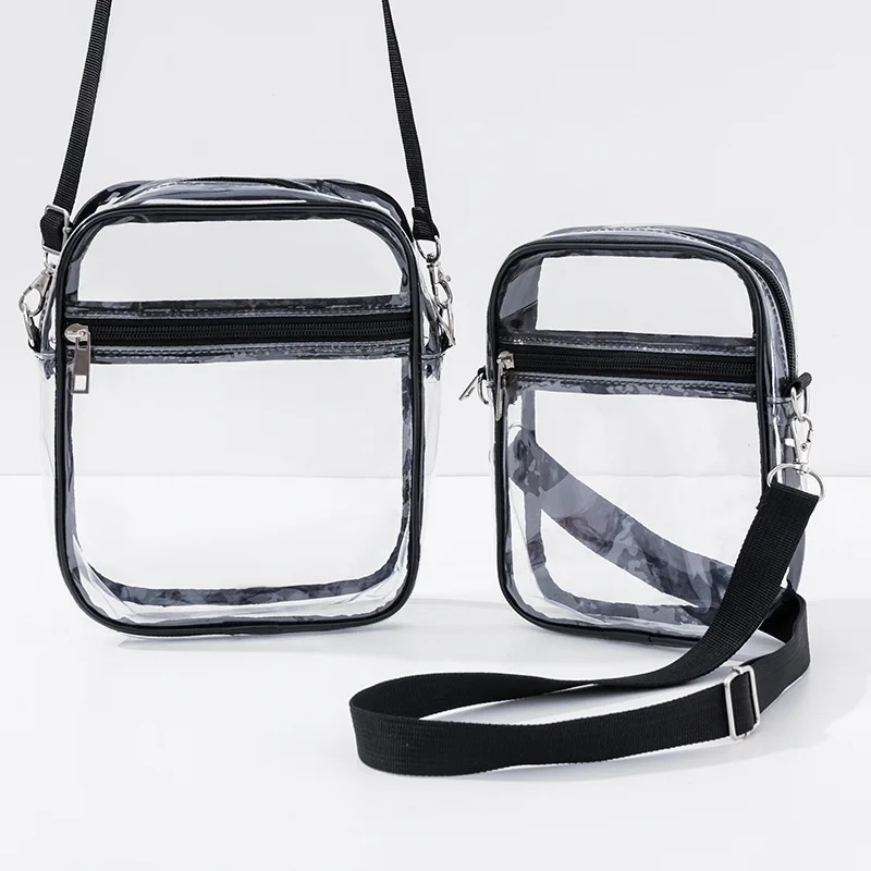 Simple PVC jelly bag fashion matching men and women's transparent single shoulder square bag oblique transparent bag