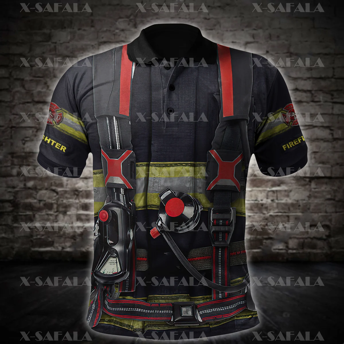 

Костюм для работы пожарного, униформа для косплея, классная тонкая рубашка-поло с 3D-принтом для мужчин и женщин, уличная одежда с коротким ру...