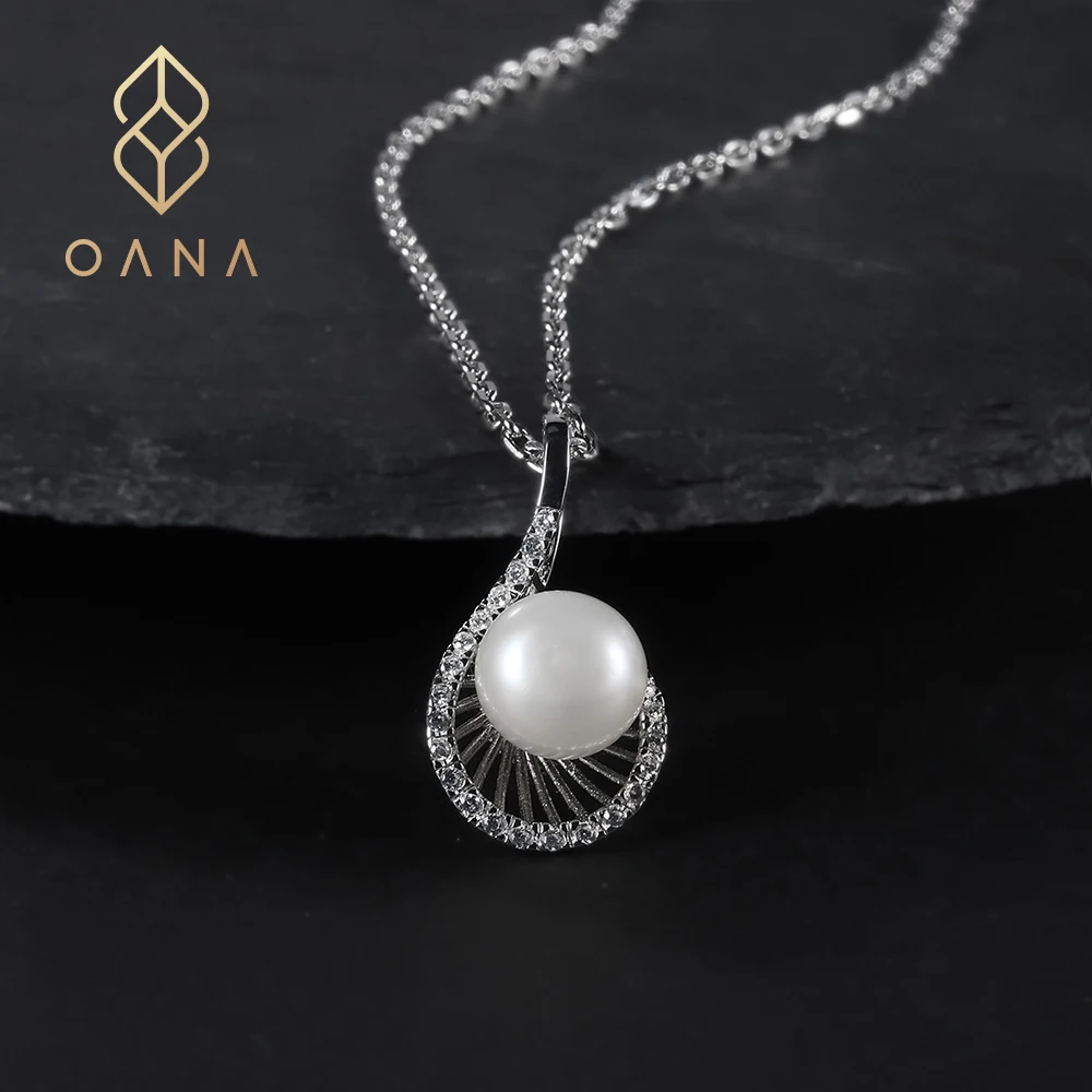 

OANA S925 Silver Natural Freshwater Pearl Necklace Fashion Light Luxury Ins Temperament Clavicle Chain Pendant Personality